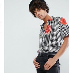 Reclaimed Vintage Houndstooth Button Down Shirt